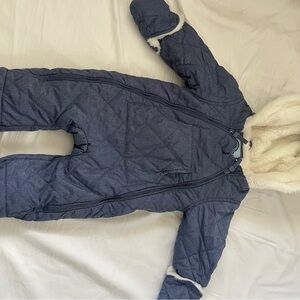 Urban Republic Navy Quilted Snowsuit with Cream Fur